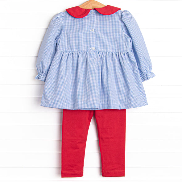 Valentine's Day Delivery Smocked Legging Set, Blue