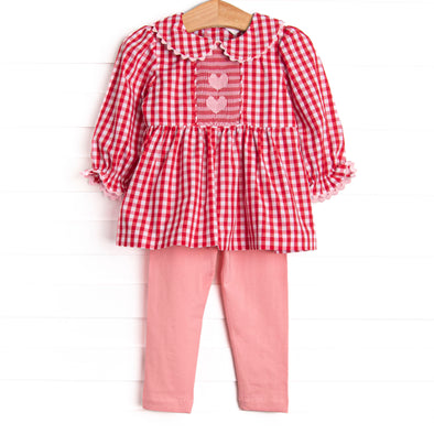 Secret Admirer Smocked Legging Set, Red