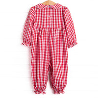 Secret Admirer Smocked Romper, Red