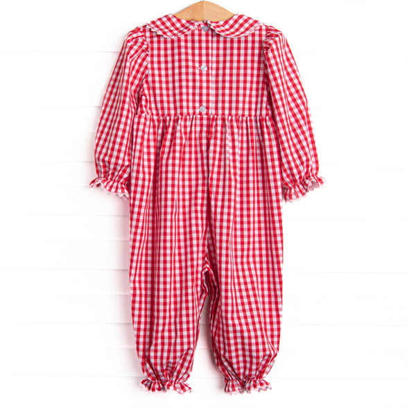 Secret Admirer Smocked Romper, Red