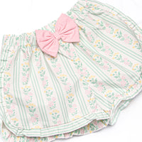 Stems and Stripes Ruffle Short Set, Green