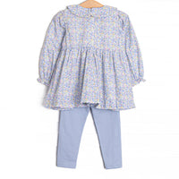 Prim Petals Smocked Legging Set, Blue