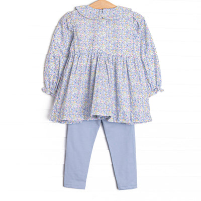 Prim Petals Smocked Legging Set, Blue
