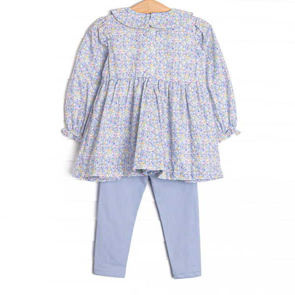 Prim Petals Smocked Legging Set, Blue
