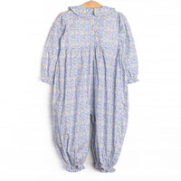 Prim Petals Smocked Romper, Blue