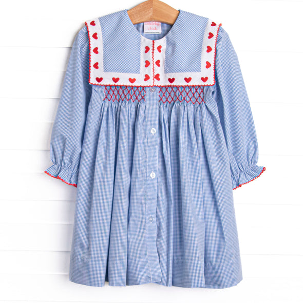 Close to the Heart Embroidered Dress, Blue