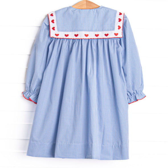 Close to the Heart Embroidered Dress, Blue