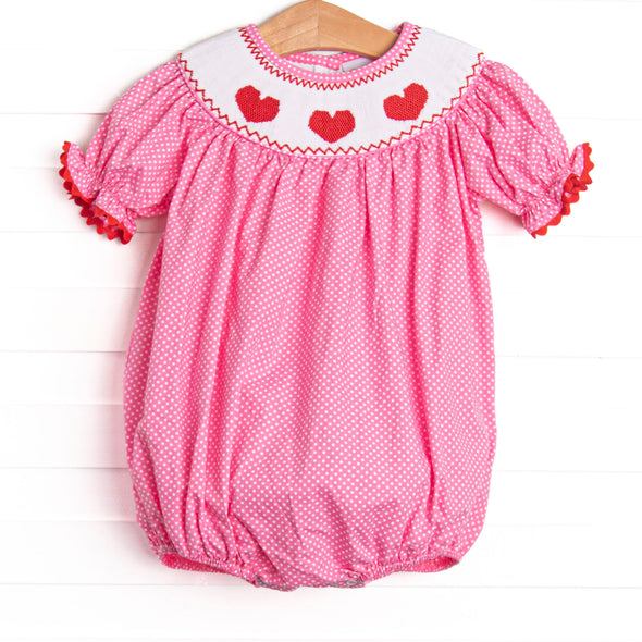 Be Mine Smocked Bubble, Pink