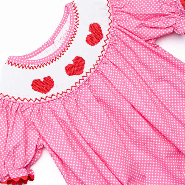 Be Mine Smocked Bubble, Pink