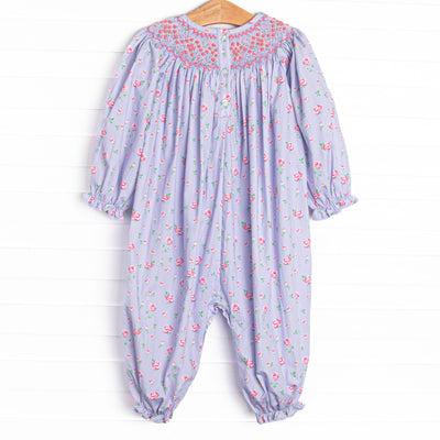 Rebecca Rosebud Smocked Romper, Blue