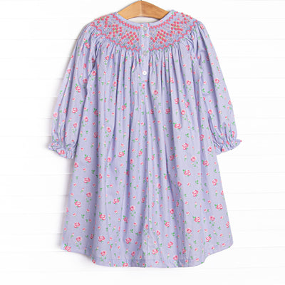 Rebecca Rosebud Smocked Bishop Dress, Blue