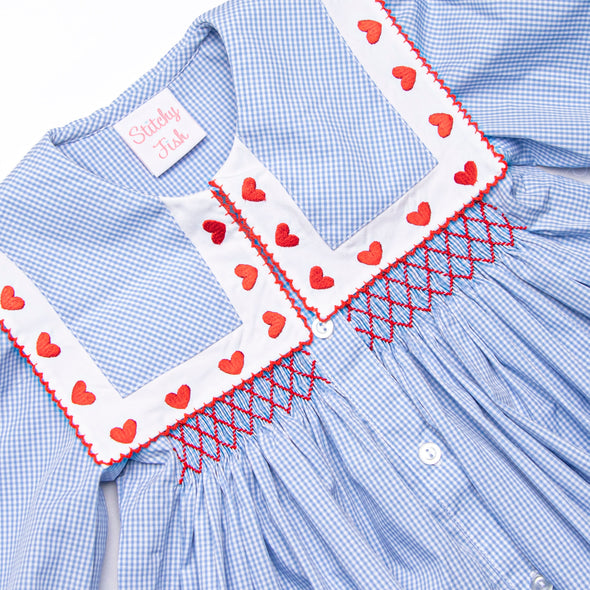 Close to the Heart Embroidered Dress, Blue
