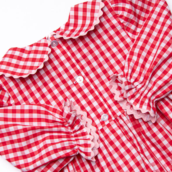 Secret Admirer Smocked Romper, Red