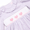 Be Mine Smocked Ruffle Neck Dress, Purple Gingham