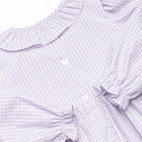 Be Mine Smocked Ruffle Neck Dress, Purple Gingham