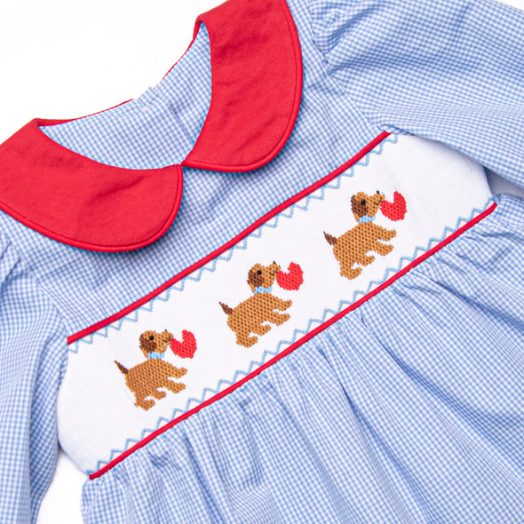 Valentine's Day Delivery Smocked Legging Set, Blue