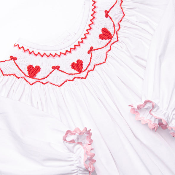 My Girl Garland Smocked Bishop Dress, White