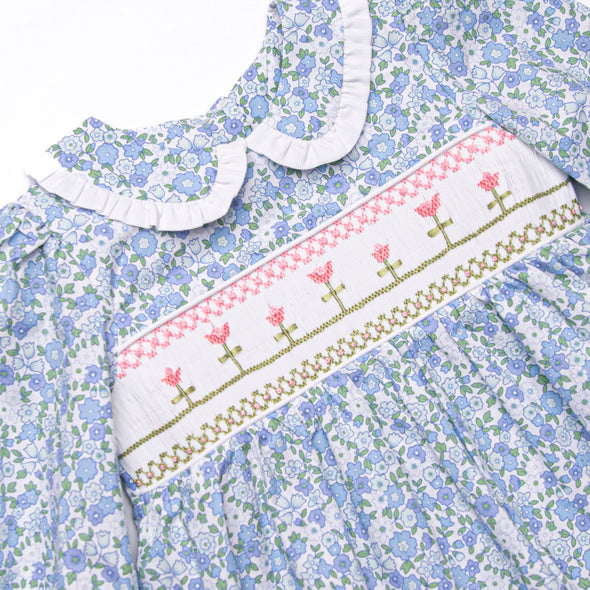 Growing Fonder Smocked Legging Set, Blue