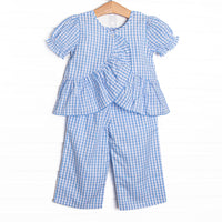 Eleanor Ruffle Pant Set, Blue