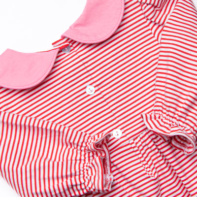 Yours Truly Collared Smocked Diaper Set, Red