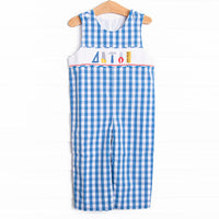 Craftsman Cutie Smocked Long Jon Jon, Blue