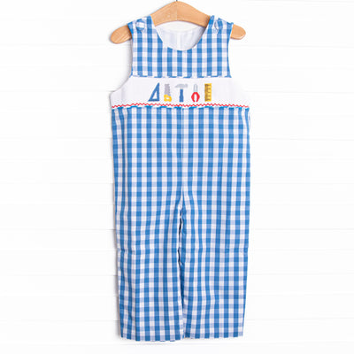 Craftsman Cutie Smocked Long Jon Jon, Blue