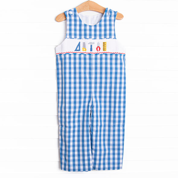 Craftsman Cutie Smocked Long Jon Jon, Blue