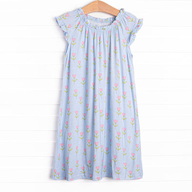 Tulip Blooms Bamboo Night Gown, Blue