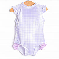 Purple Paradise Gingham One Piece, Purple
