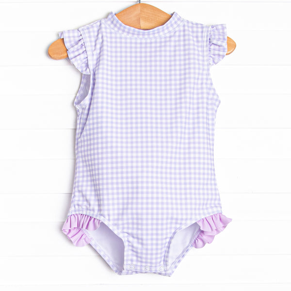Purple Paradise Gingham One Piece, Purple