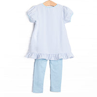 Mother Goose Garden Applique Legging Set, Blue