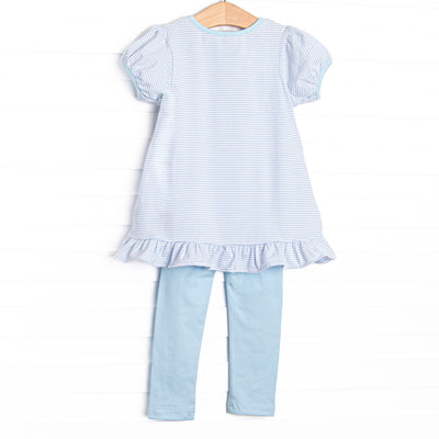 Mother Goose Garden Applique Legging Set, Blue