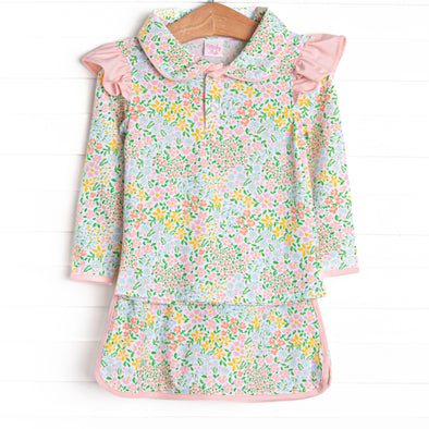 Sunshine Serve Collared Skirt Set, Pink Floral