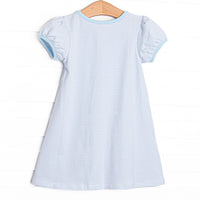 Mother Goose Garden Applique Dress, Blue