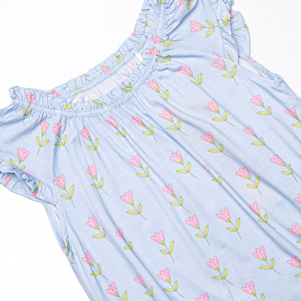 Tulip Blooms Bamboo Night Gown, Blue