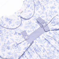 Timeless Toile Long Sleeve Collared Dress, Blue