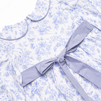 Timeless Toile Long Sleeve Collared Dress, Blue