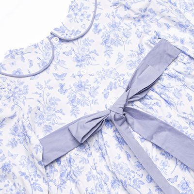 Timeless Toile Long Sleeve Collared Dress, Blue