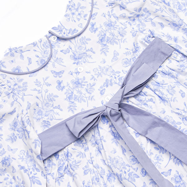 Timeless Toile Long Sleeve Collared Dress, Blue