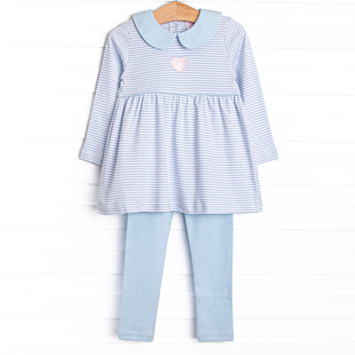 My One and Only Pima Embroidered Legging Set, Blue