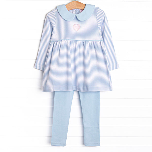 My One and Only Pima Embroidered Legging Set, Blue