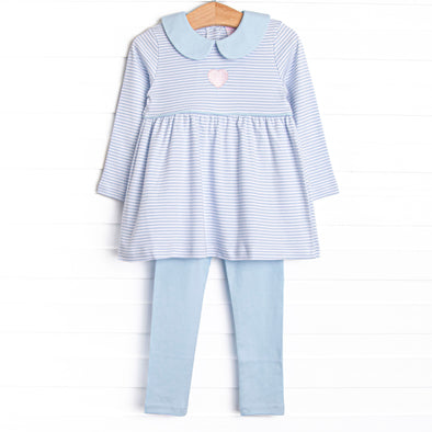 My One and Only Pima Embroidered Legging Set, Blue