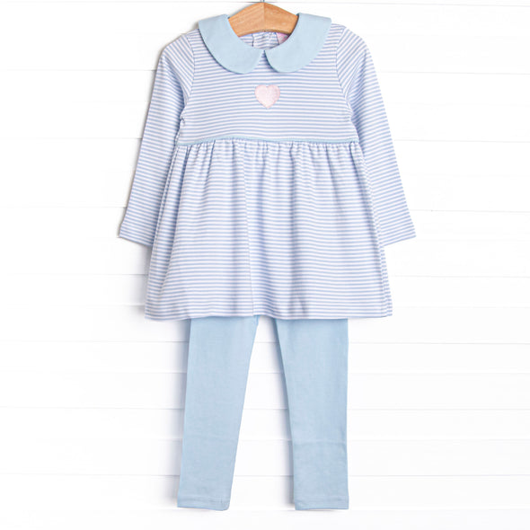 My One and Only Pima Embroidered Legging Set, Blue