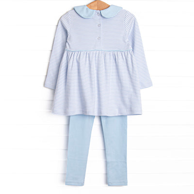 My One and Only Pima Embroidered Legging Set, Blue