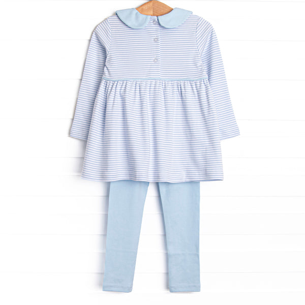 My One and Only Pima Embroidered Legging Set, Blue