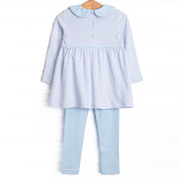 My One and Only Pima Embroidered Legging Set, Blue