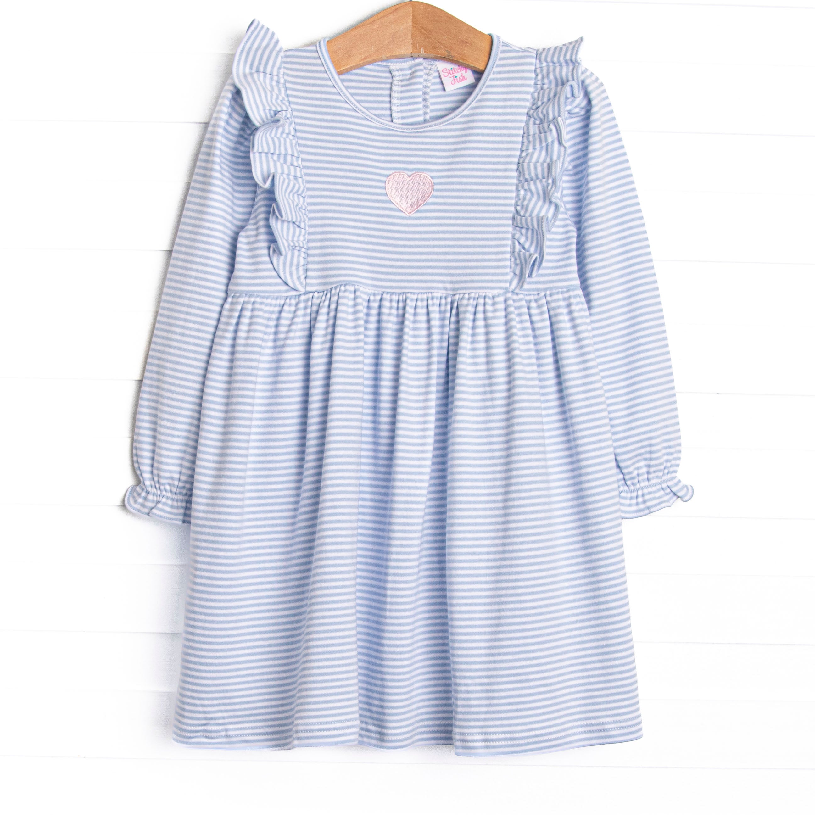 My One and Only Pima Embroidered Dress, Blue – Stitchy Fish
