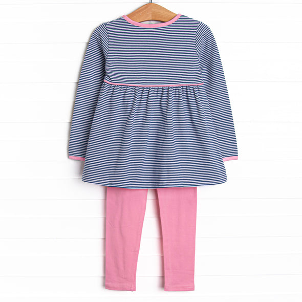 Lexie Legging Set, Pink and Navy Stripe