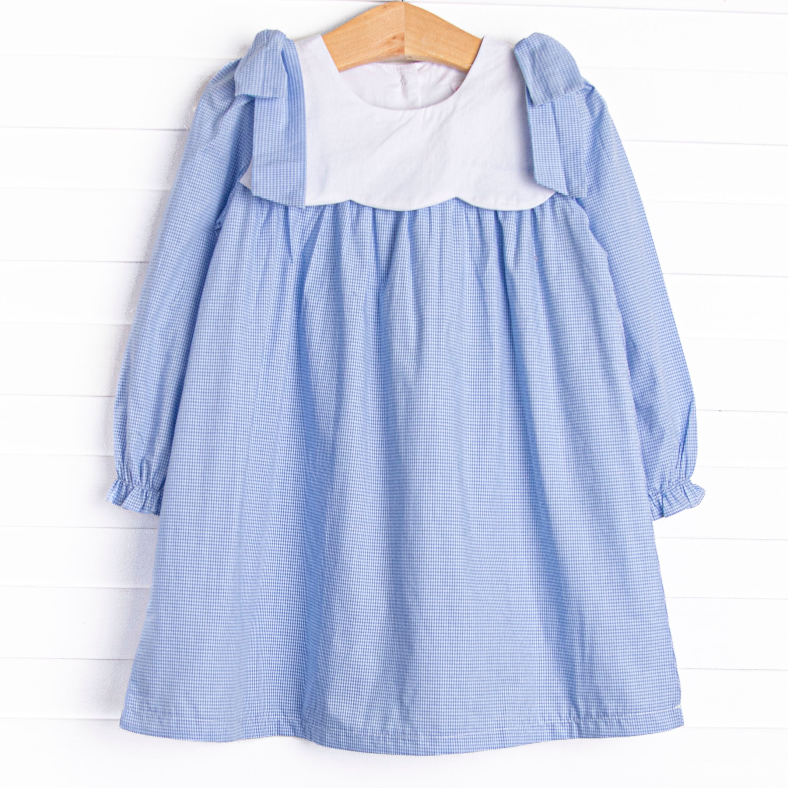 Girl's Southern Scallops Dress in Blue size 5 | Stitchy Fish Girl's Southern Scallops Dress in Blue size 5 | Stitchy Fish