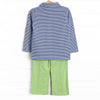 Levi Pant Set, Green and Navy Stripe